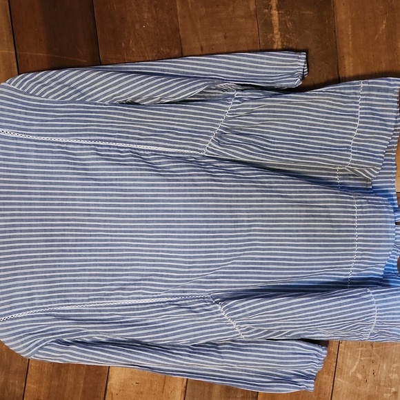J. Jill Blue Striped Button-Up Peasant Top - Picture 8 of 9